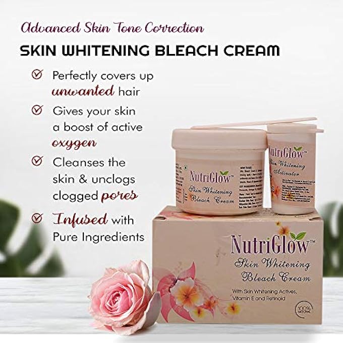 NUTRIGLOW FACIAL KIT, BLEACH CREAM & FRESH ROSE TONER WITH VITAMIN E AND RETINOL FOR TIGHTENS PORES & HEALTHY GLOWING SKIN, PACK OF 3 - Image 2